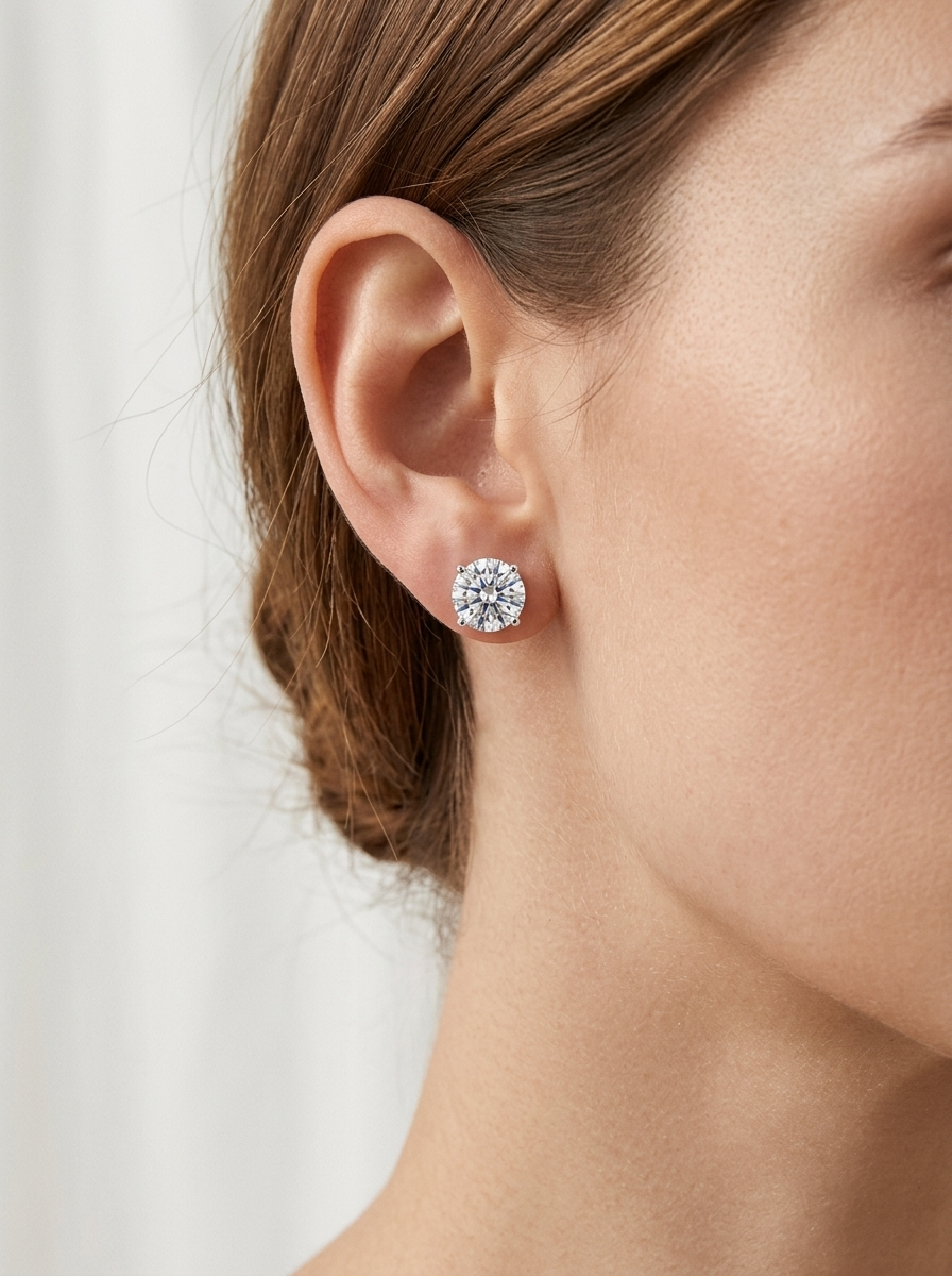 Pendientes Vega Karat puestos en la oreja
