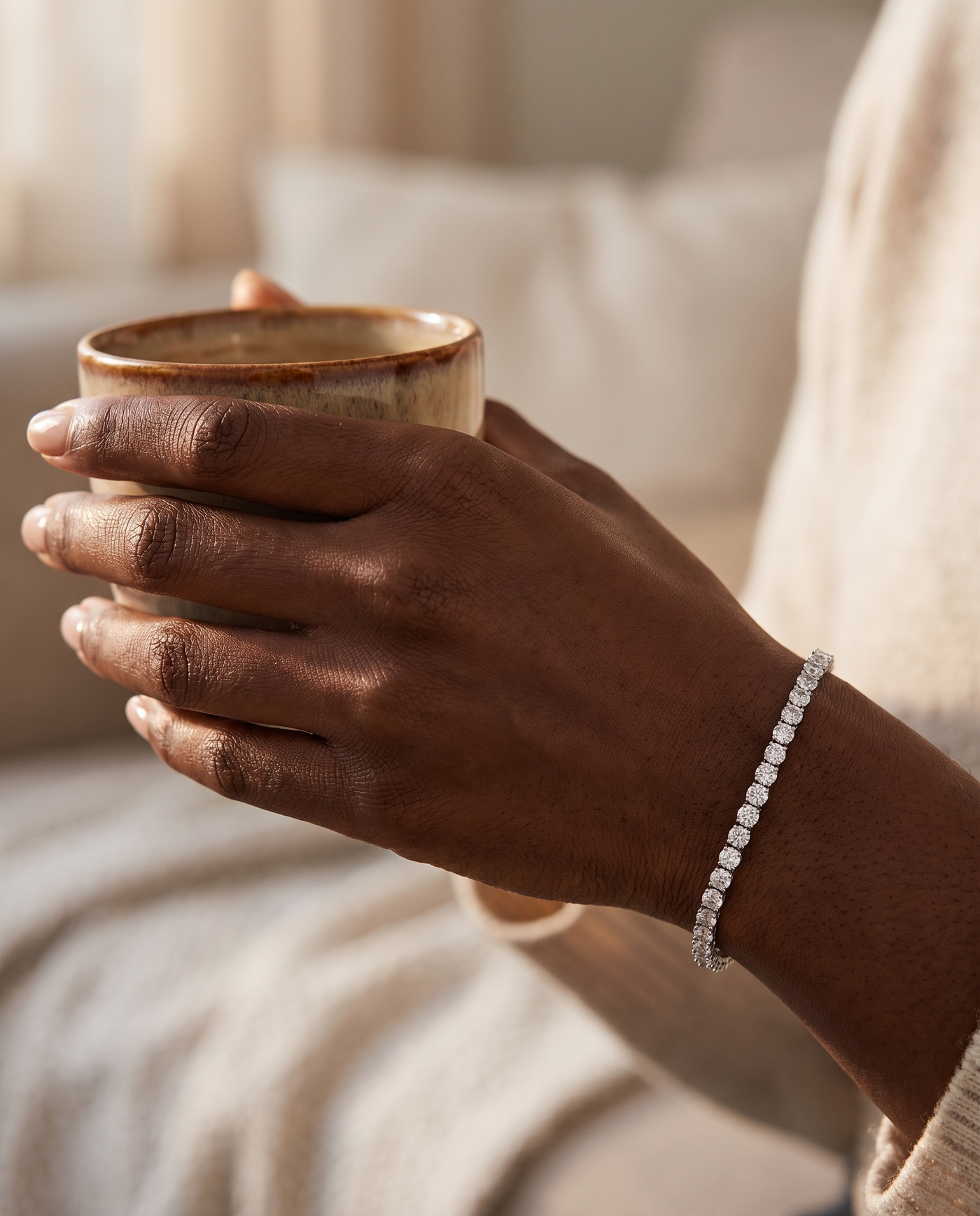 Pulsera plata con café